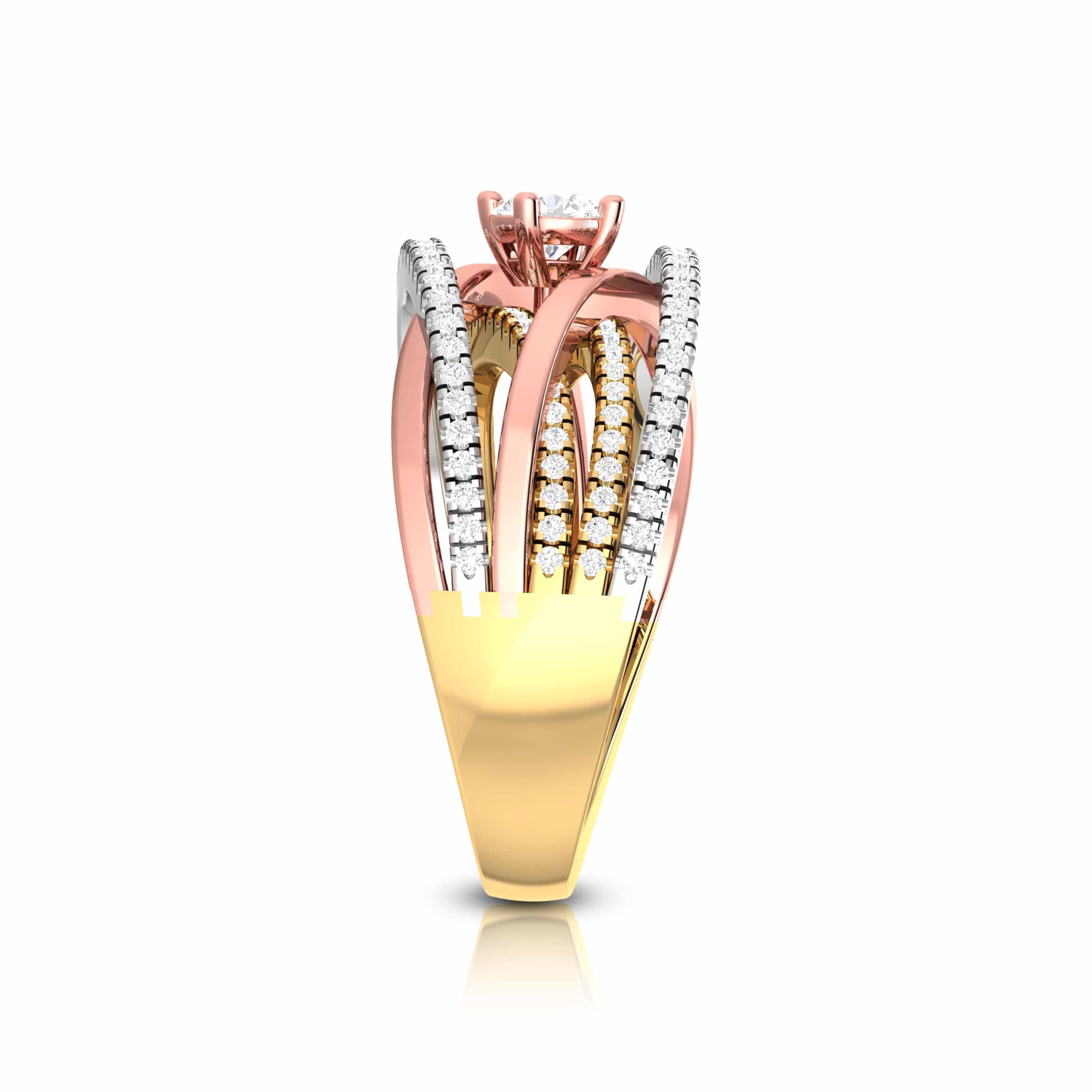 0.7 Ct Crystal Radiance Gold Ring with Lab-Grown Diamonds