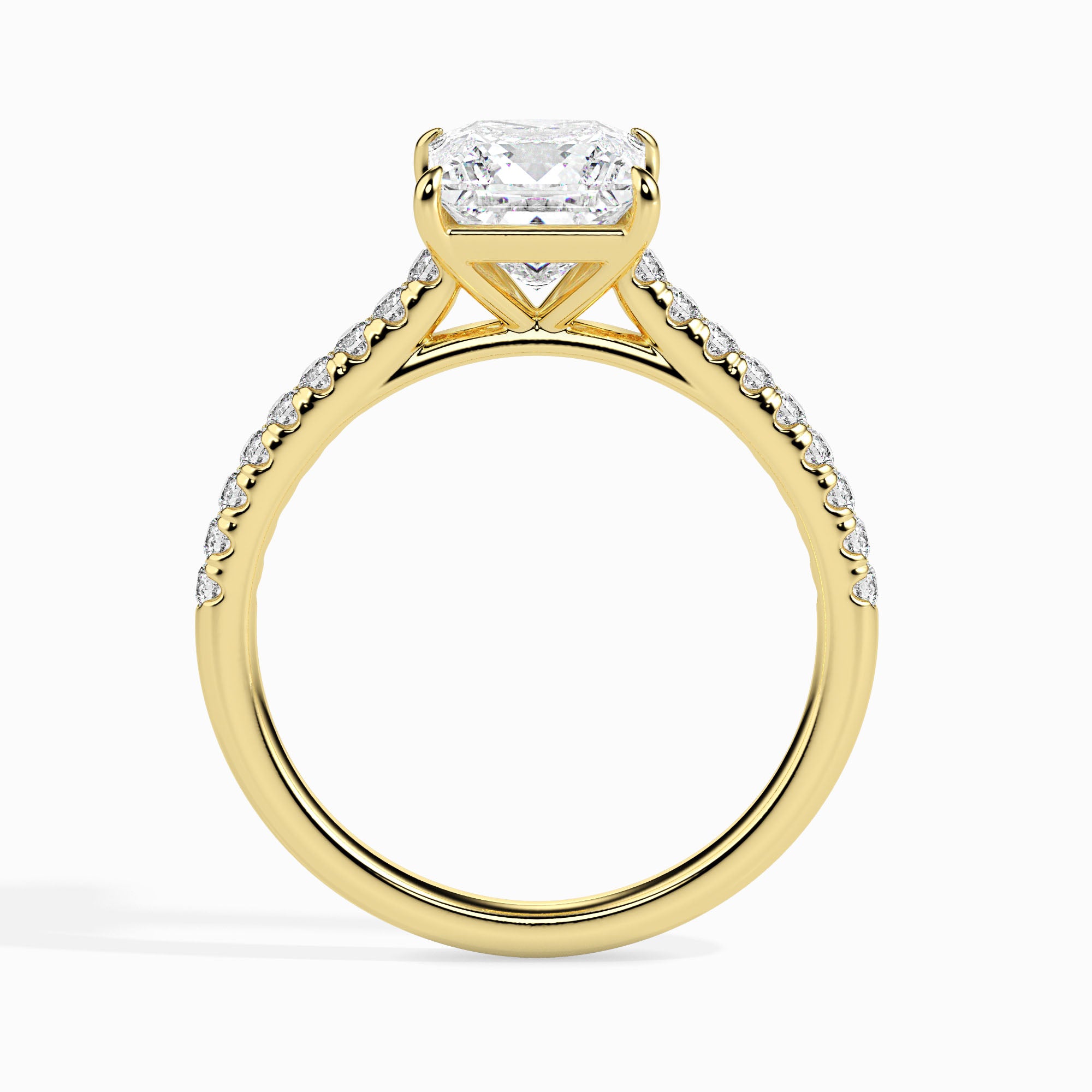 0.5 CT Square Solitaire Band Gold Ring with Lab-Grown Diamonds