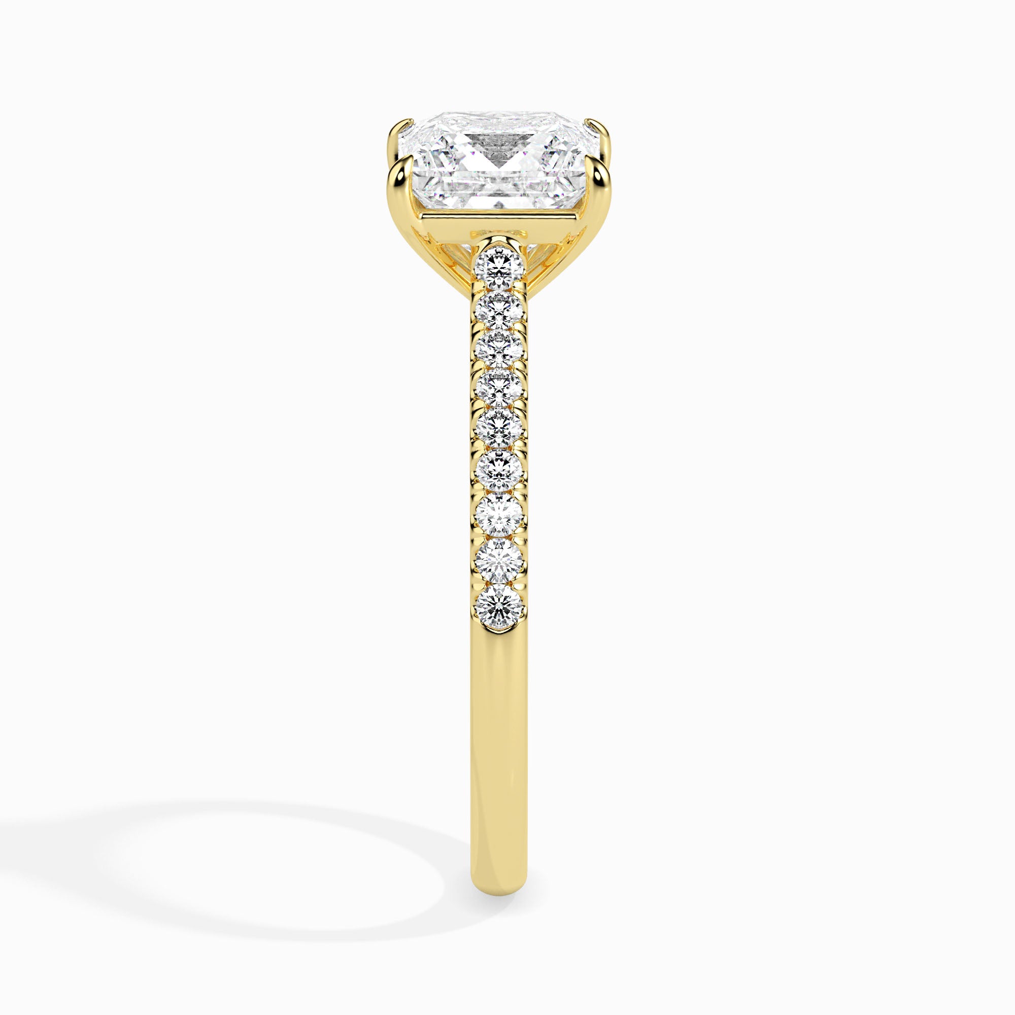 0.5 CT Square Solitaire Band Gold Ring with Lab-Grown Diamonds