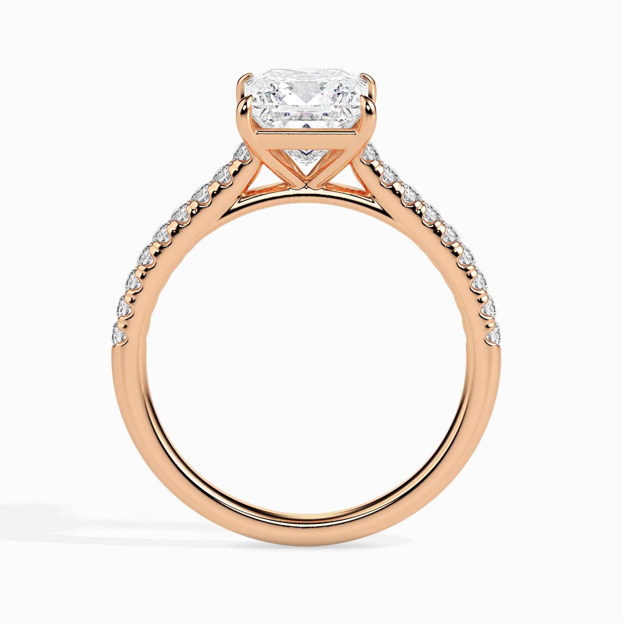 1 CT Square Solitaire Band Gold Ring with Lab-Grown Diamonds