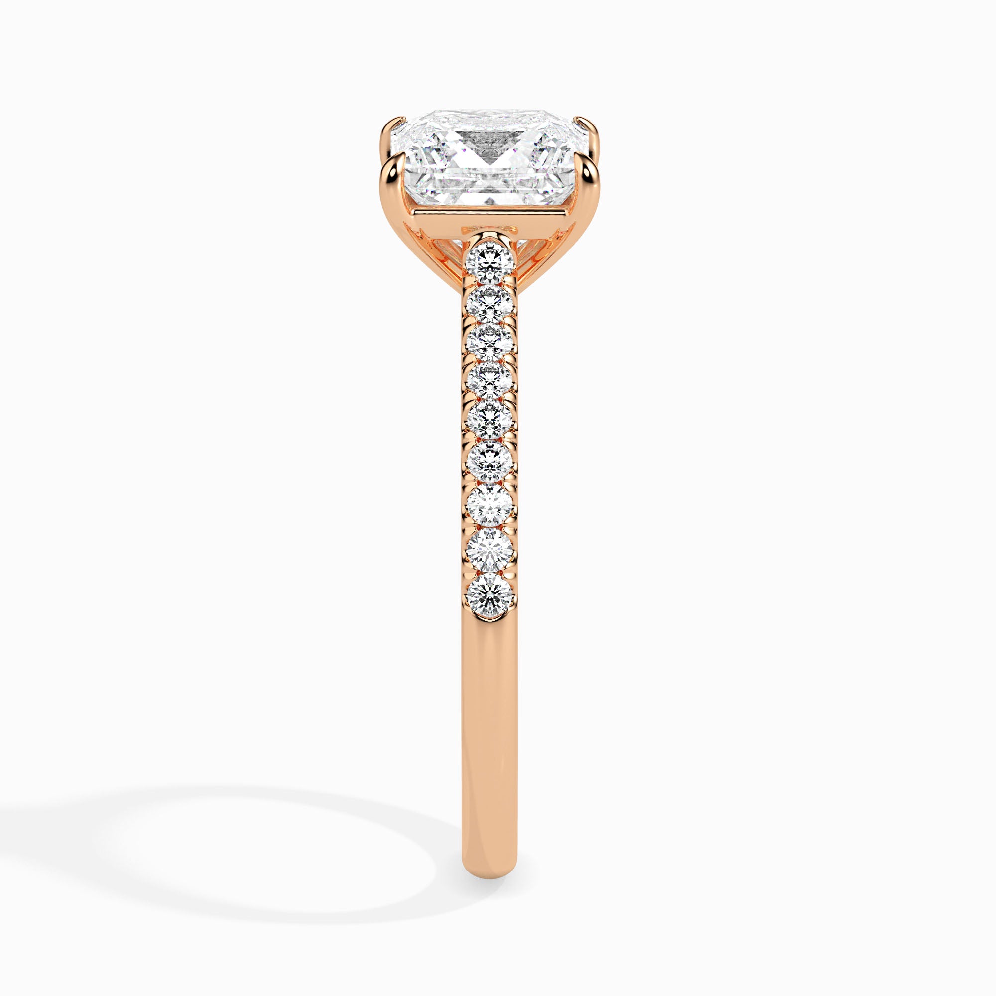 0.5 CT Square Solitaire Band Gold Ring with Lab-Grown Diamonds