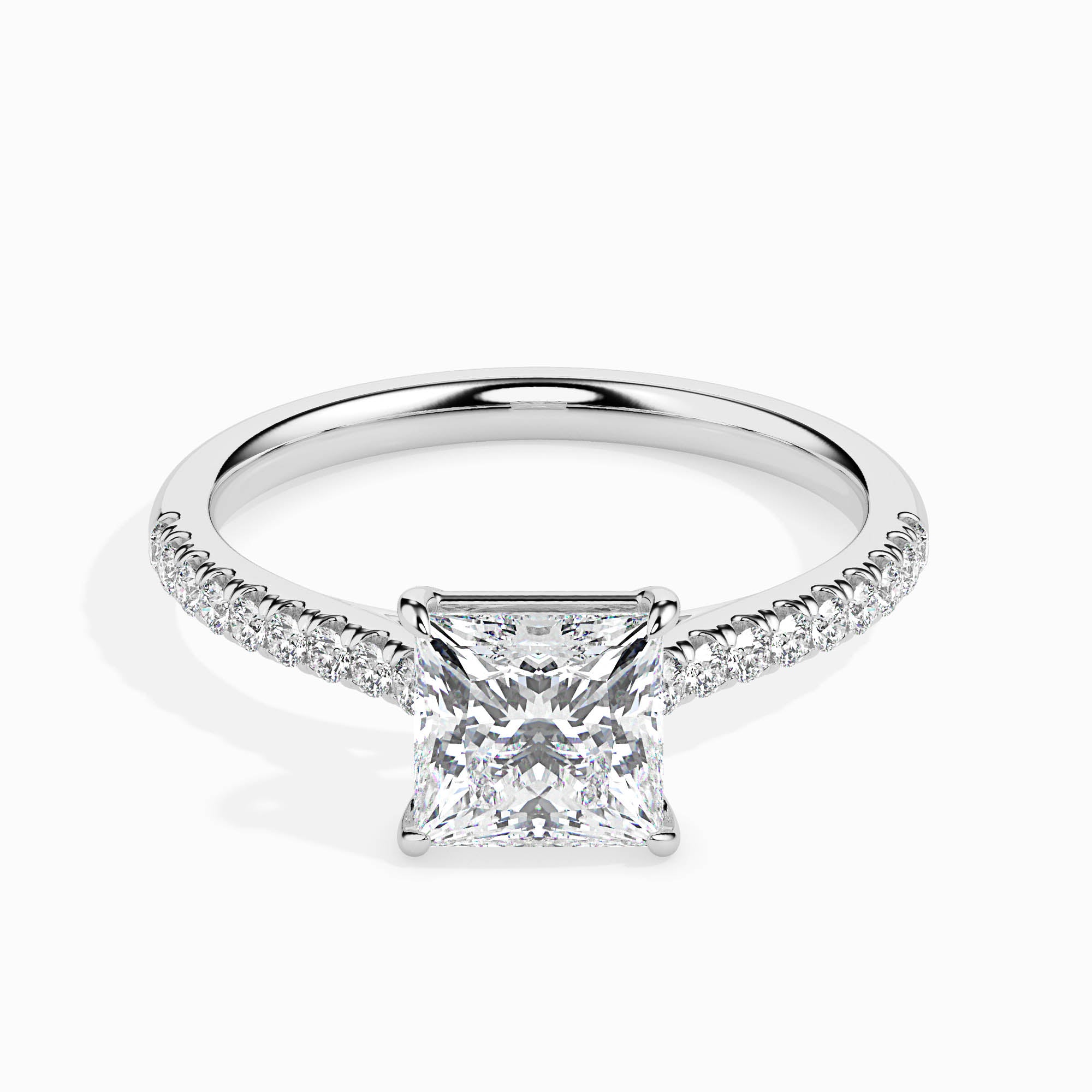 2 CT Square Solitaire Band Gold Ring with Lab-Grown Diamonds