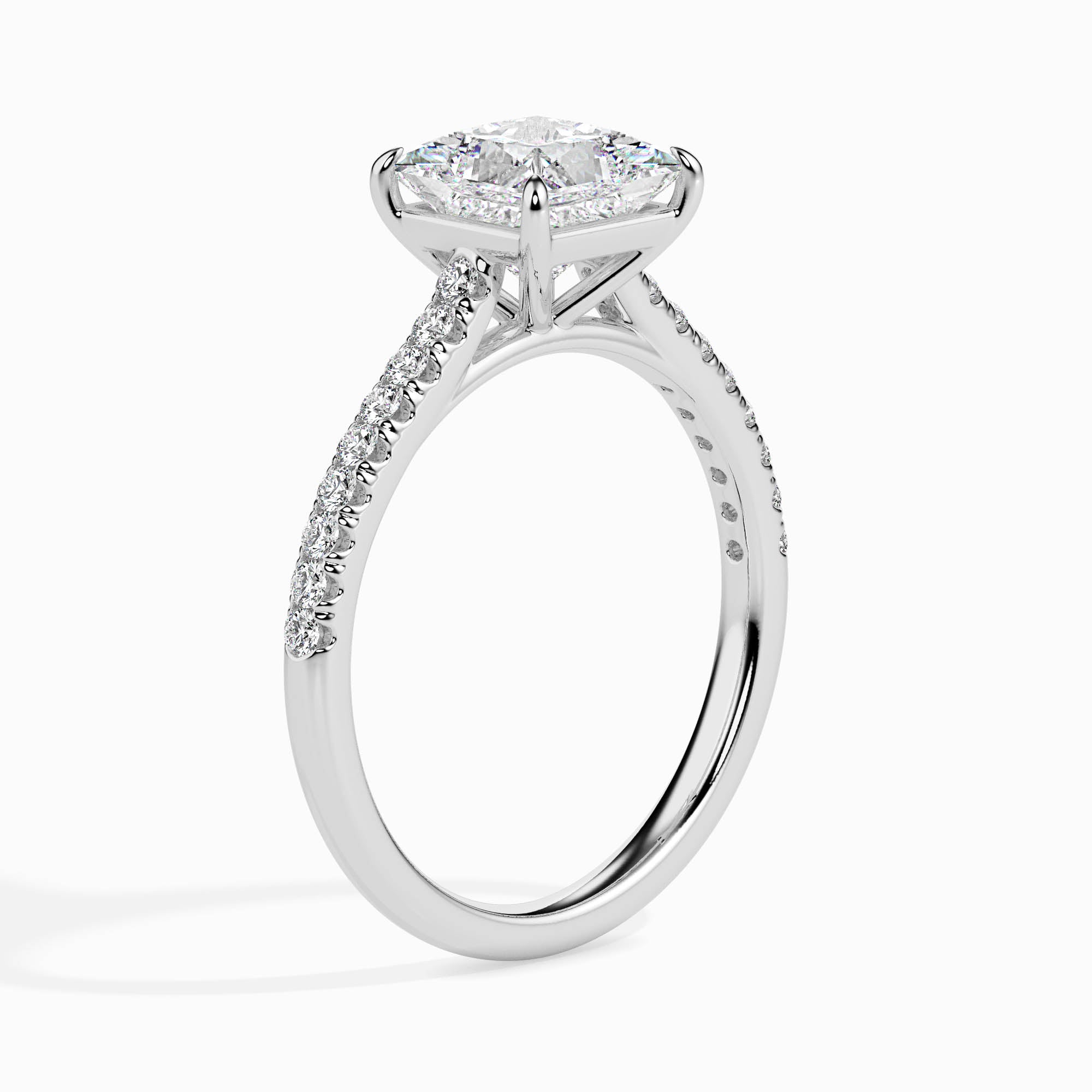 0.5 CT Square Solitaire Band Gold Ring with Lab-Grown Diamonds