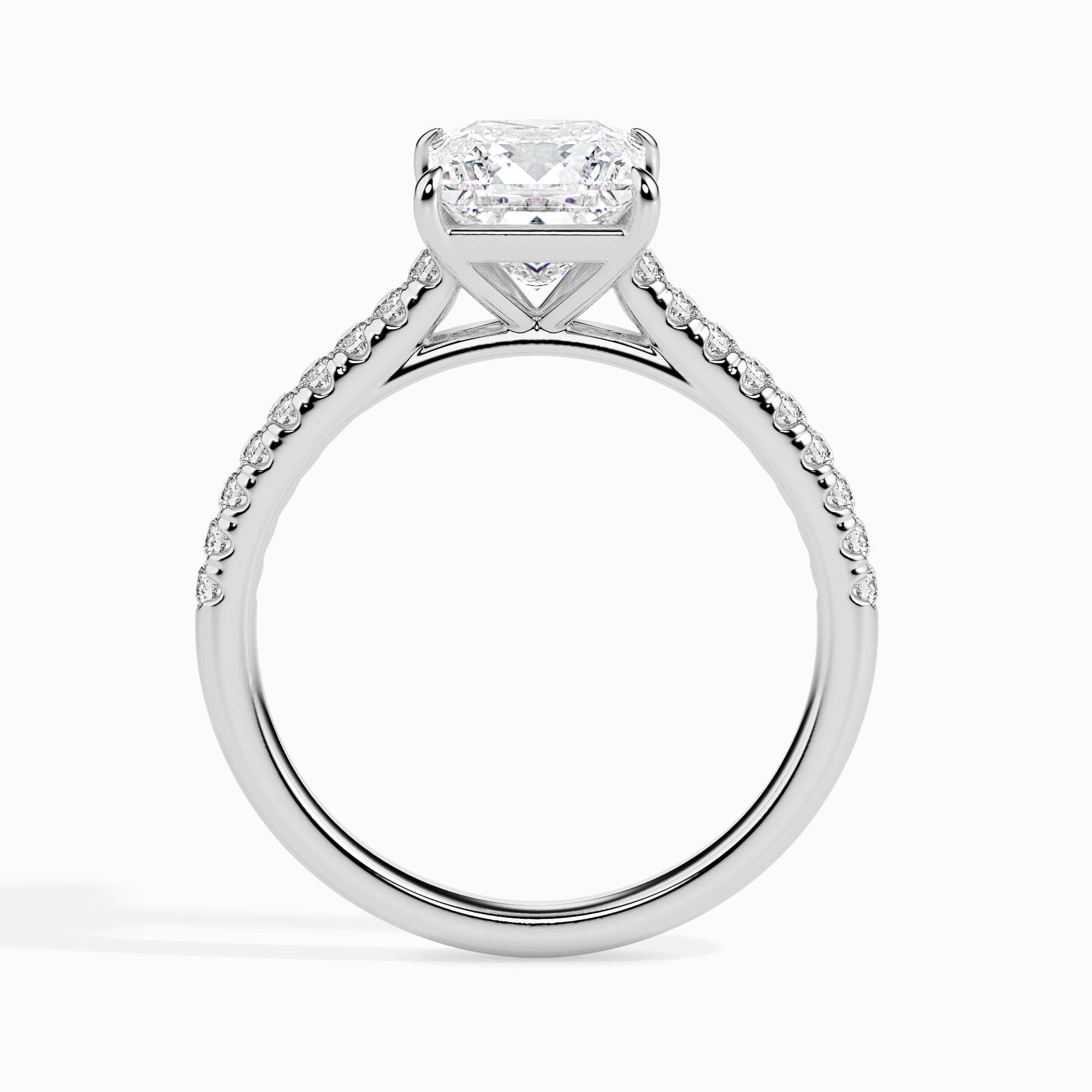 0.5 CT Square Solitaire Band Gold Ring with Lab-Grown Diamonds