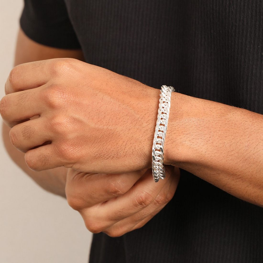 Timeless Strength Men's Sterling Silver Curb Chain Bracelet