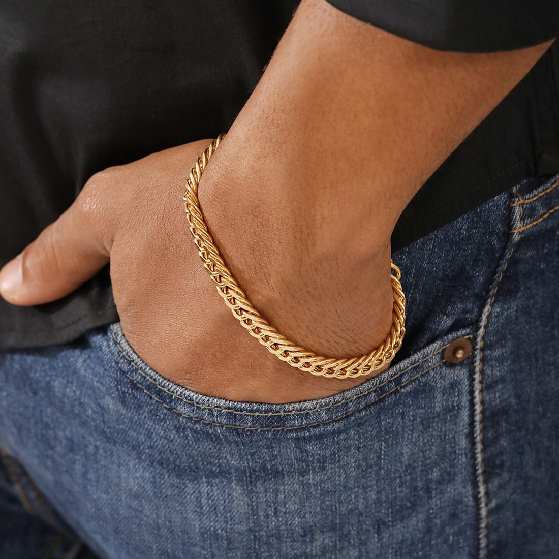 Golden Elegance Men's Curb Chain Bracelet