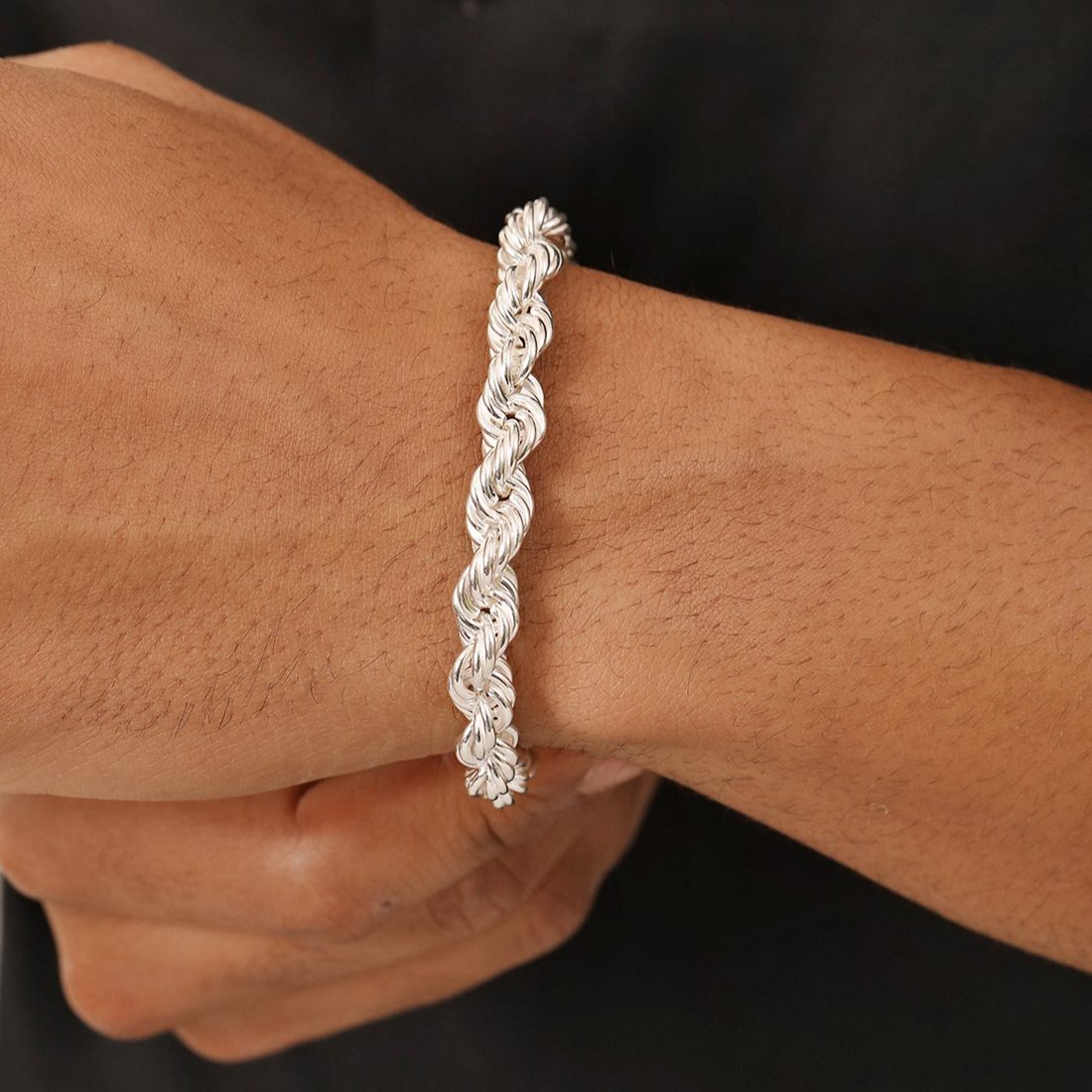 Masculine Silver-Plated 925 Sterling Men's Twisted Chain Bracelet