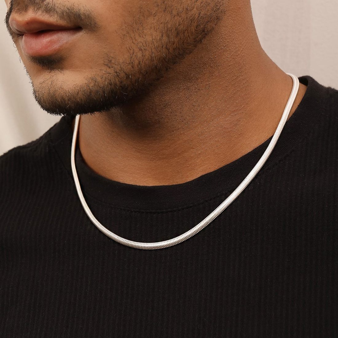 Elegant Men's 925 Sterling Silver Snake Chain