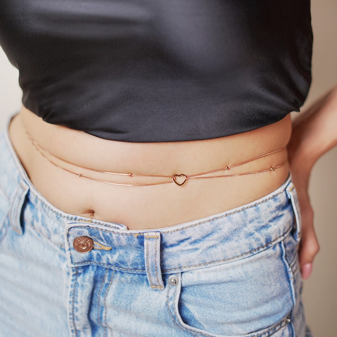 Dainty Rose Gold 925 Sterling Silver Waist Chain