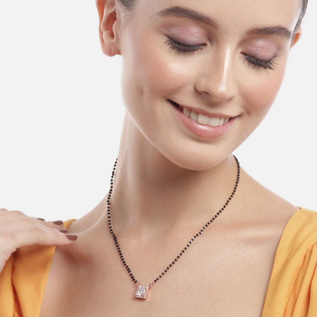 Gleaming Vows Rose Gold CZ 925 Sterling Silver Mangalsutra