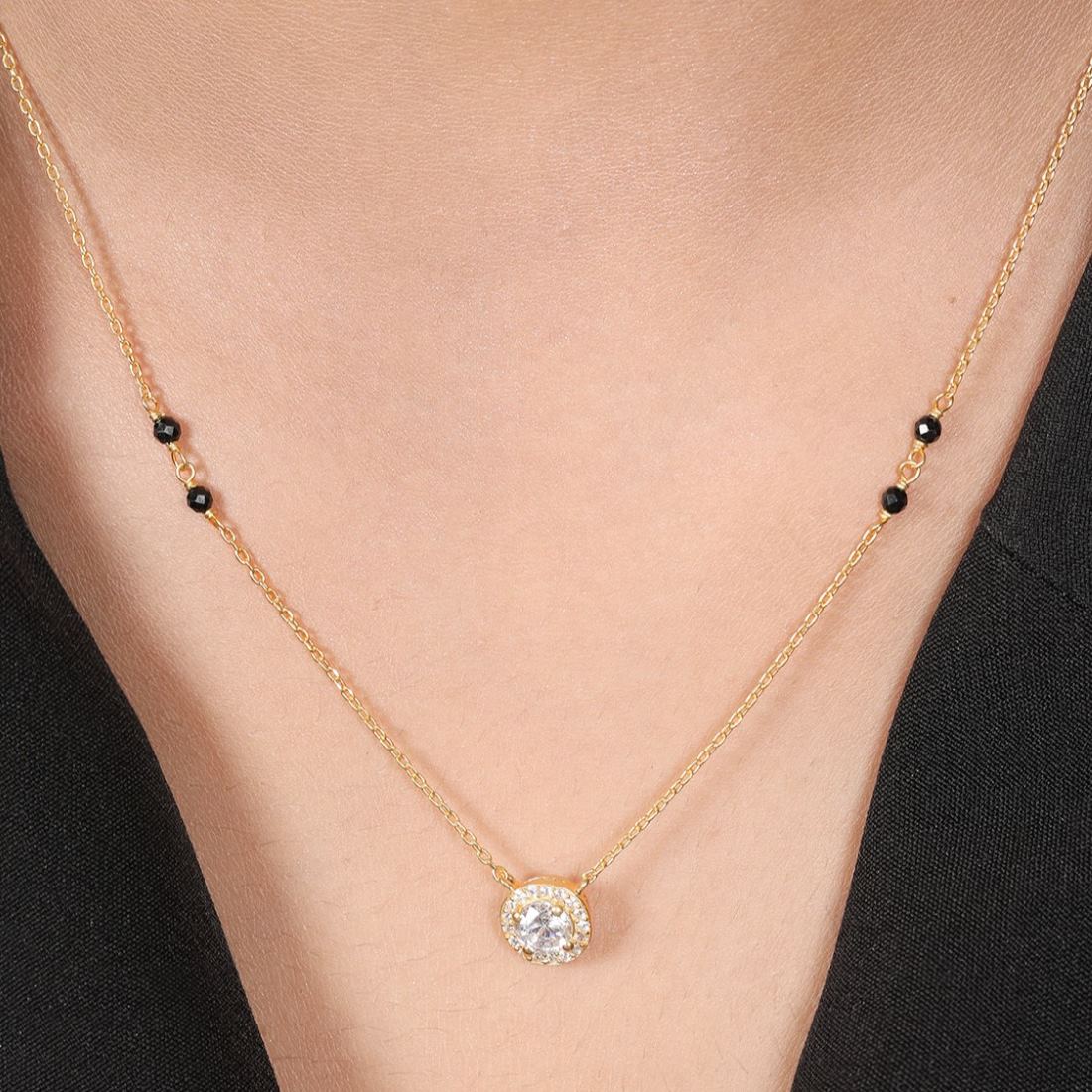 Gilded Harmony 925 Sterling Silver Gold-Plated Beaded Mangalsutra