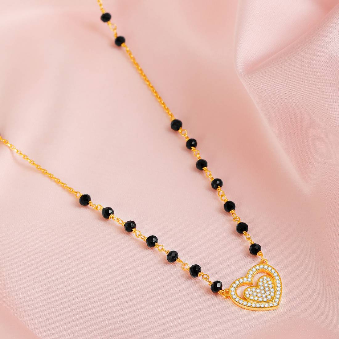 Heart CZ Gold-Plated 925 Sterling Silver Mangalsutra