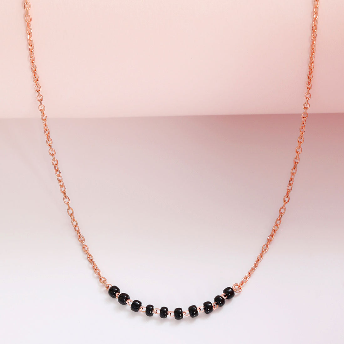 Black Onyx Rose Gold Plated 925 Sterling Silver Mangalsutra