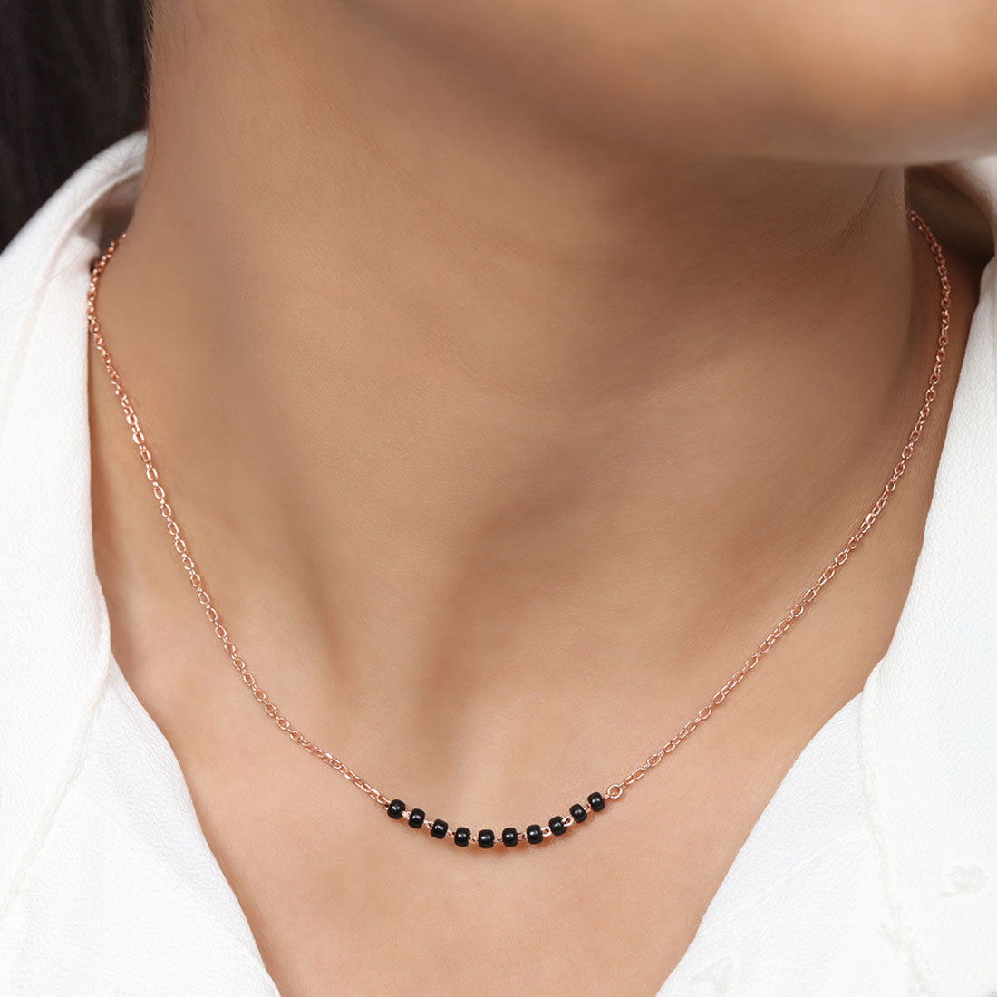 Black Onyx Rose Gold Plated 925 Sterling Silver Mangalsutra