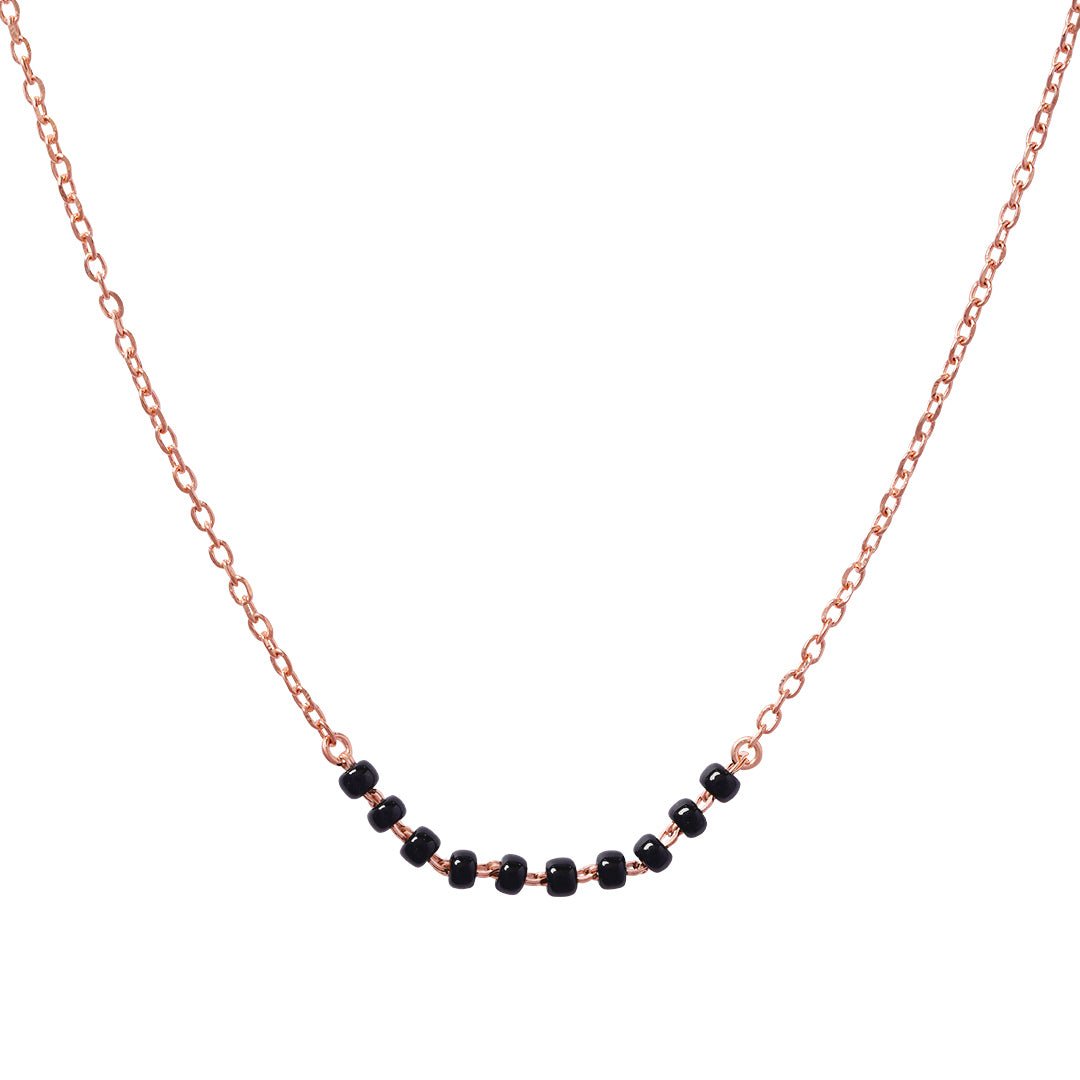 Black Onyx Rose Gold Plated 925 Sterling Silver Mangalsutra