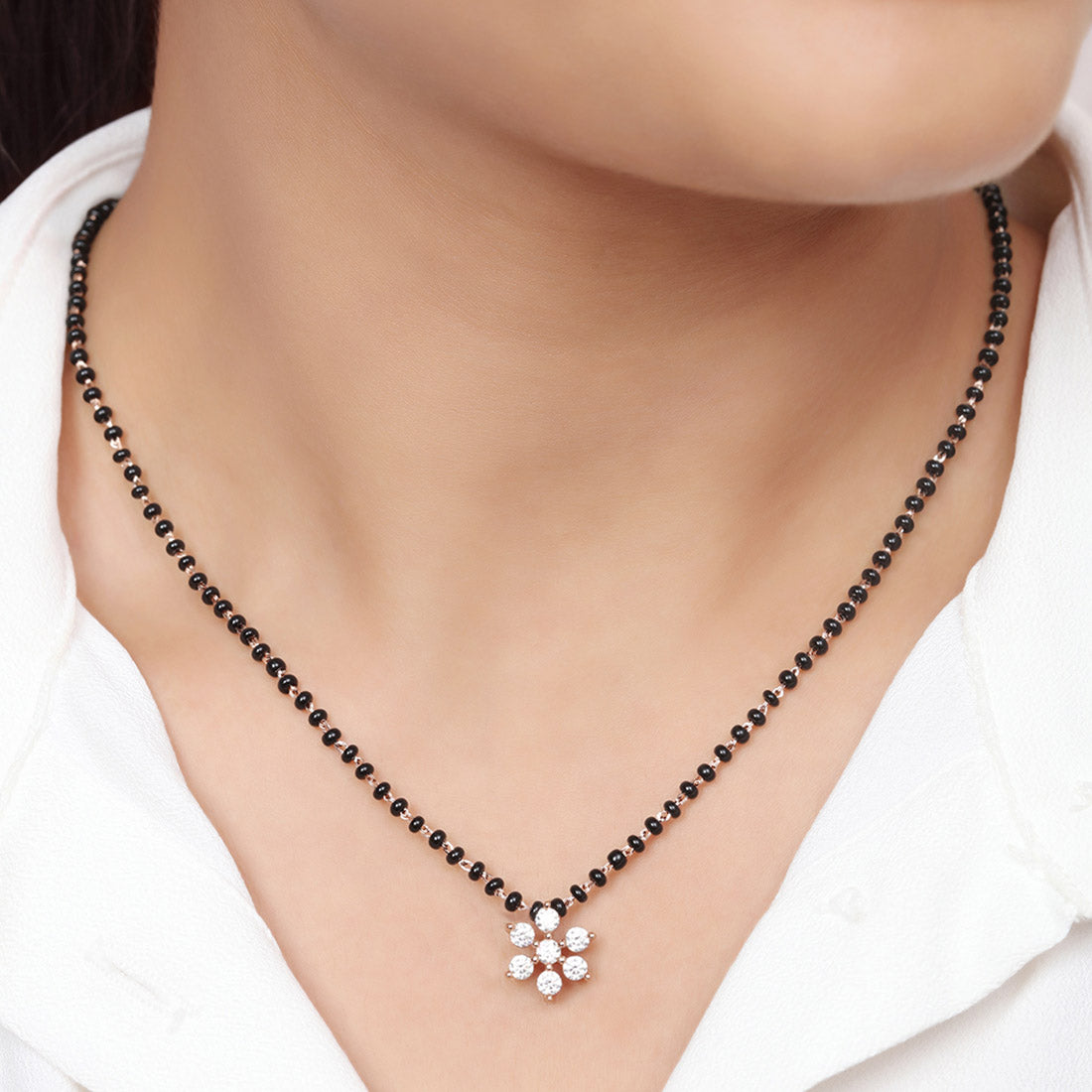 Floral Rose Gold Plated 925 Sterling Silver Mangalsutra