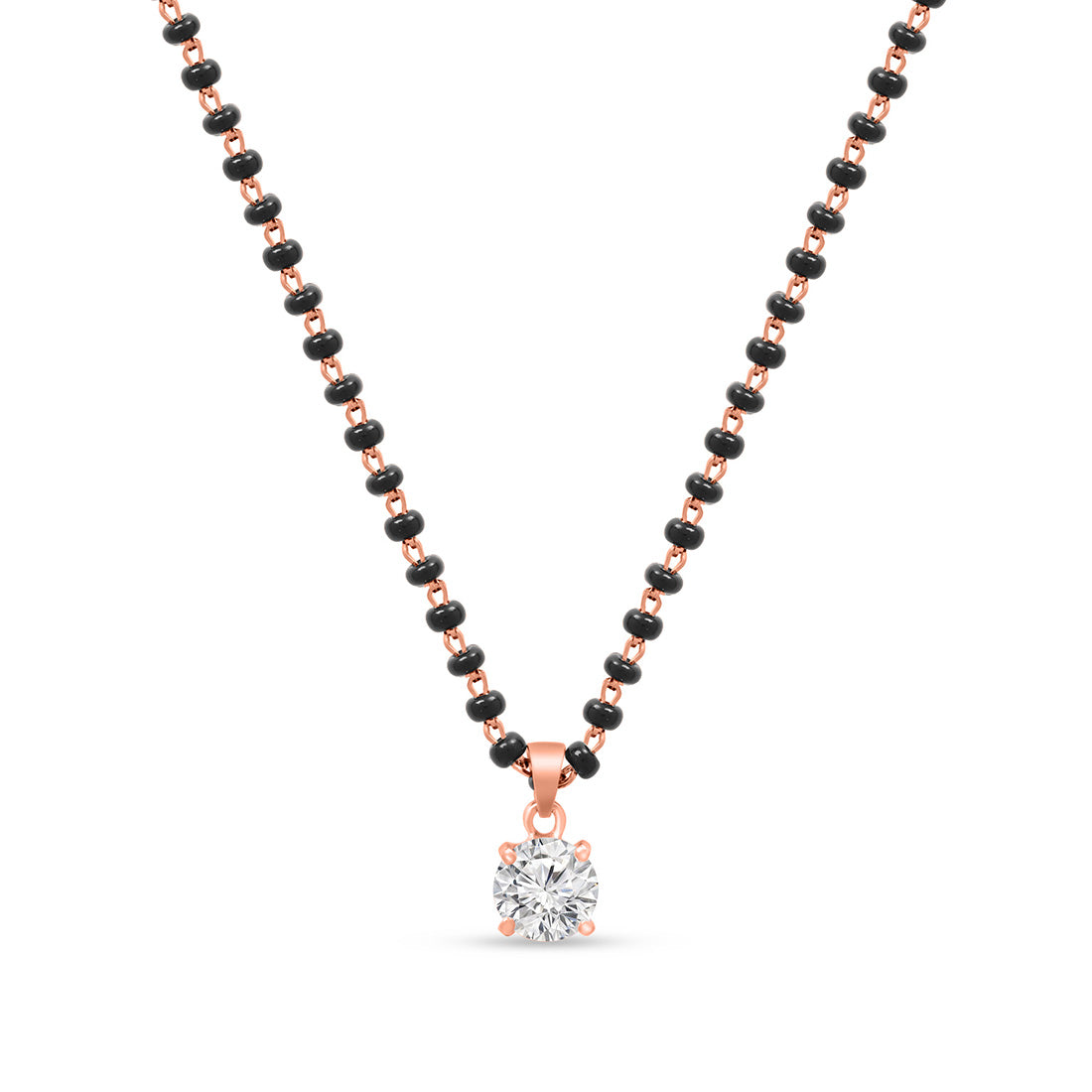 Solitaire Rose Gold Plated 925 Sterling Silver Mangalsutra