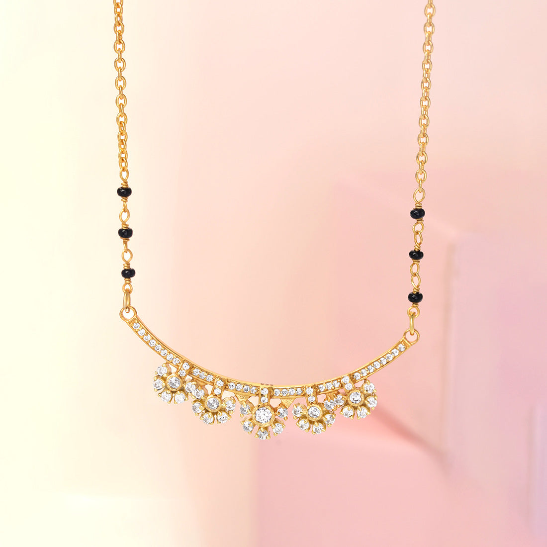 Floral CZ Gold plated 925 Sterling Silver Mangalsutra