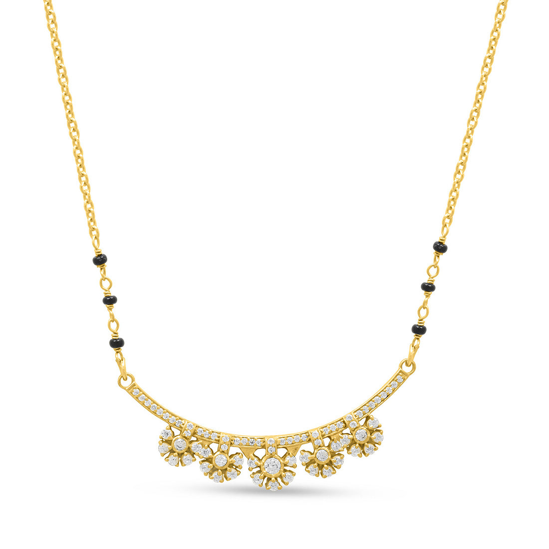 Floral CZ Gold plated 925 Sterling Silver Mangalsutra