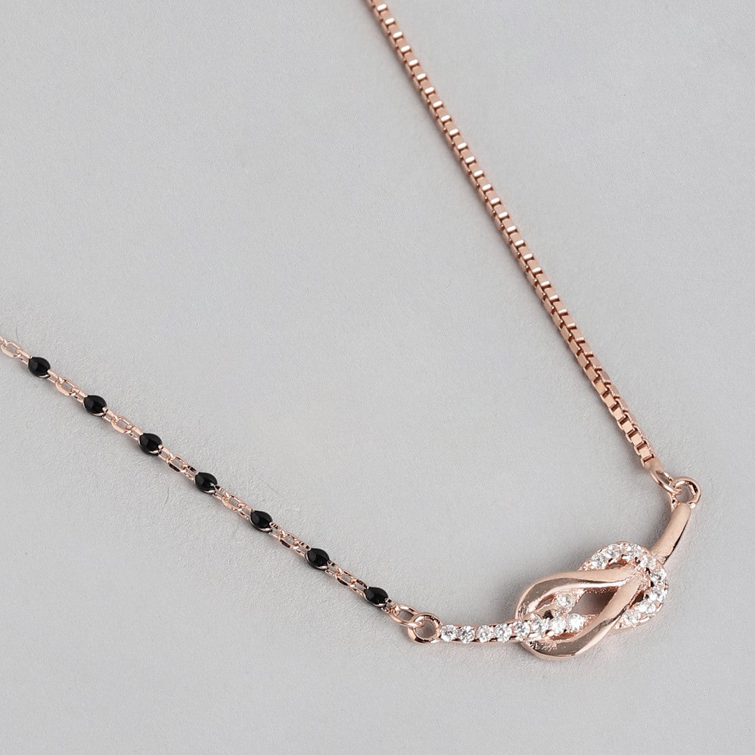 Radiant Loops of Love Rose Gold-Plated 925 Sterling Silver CZ Mangalsutra