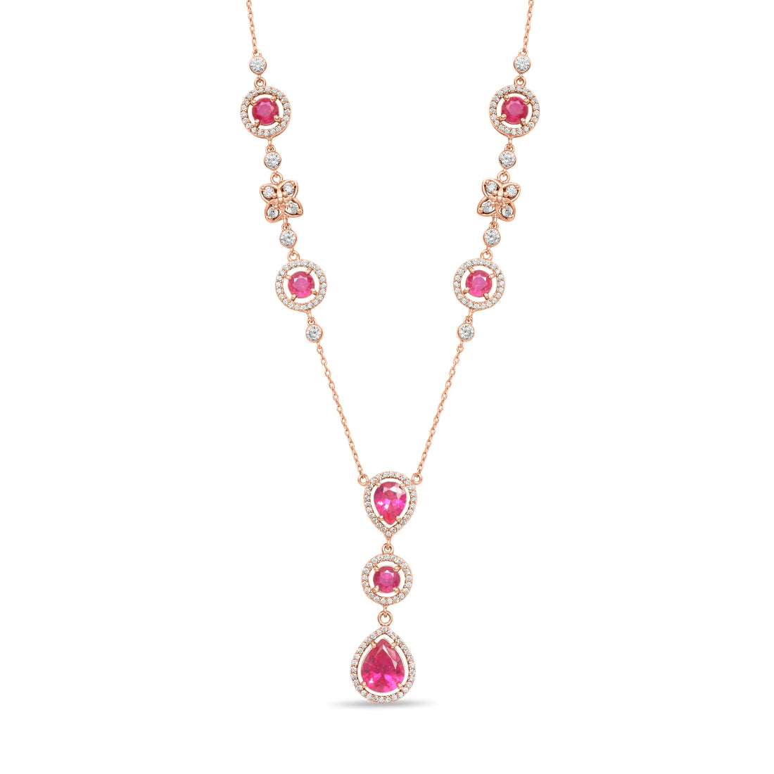 Alluring Mystery Rose Gold-Plated Dark Pink Solitaire Necklace