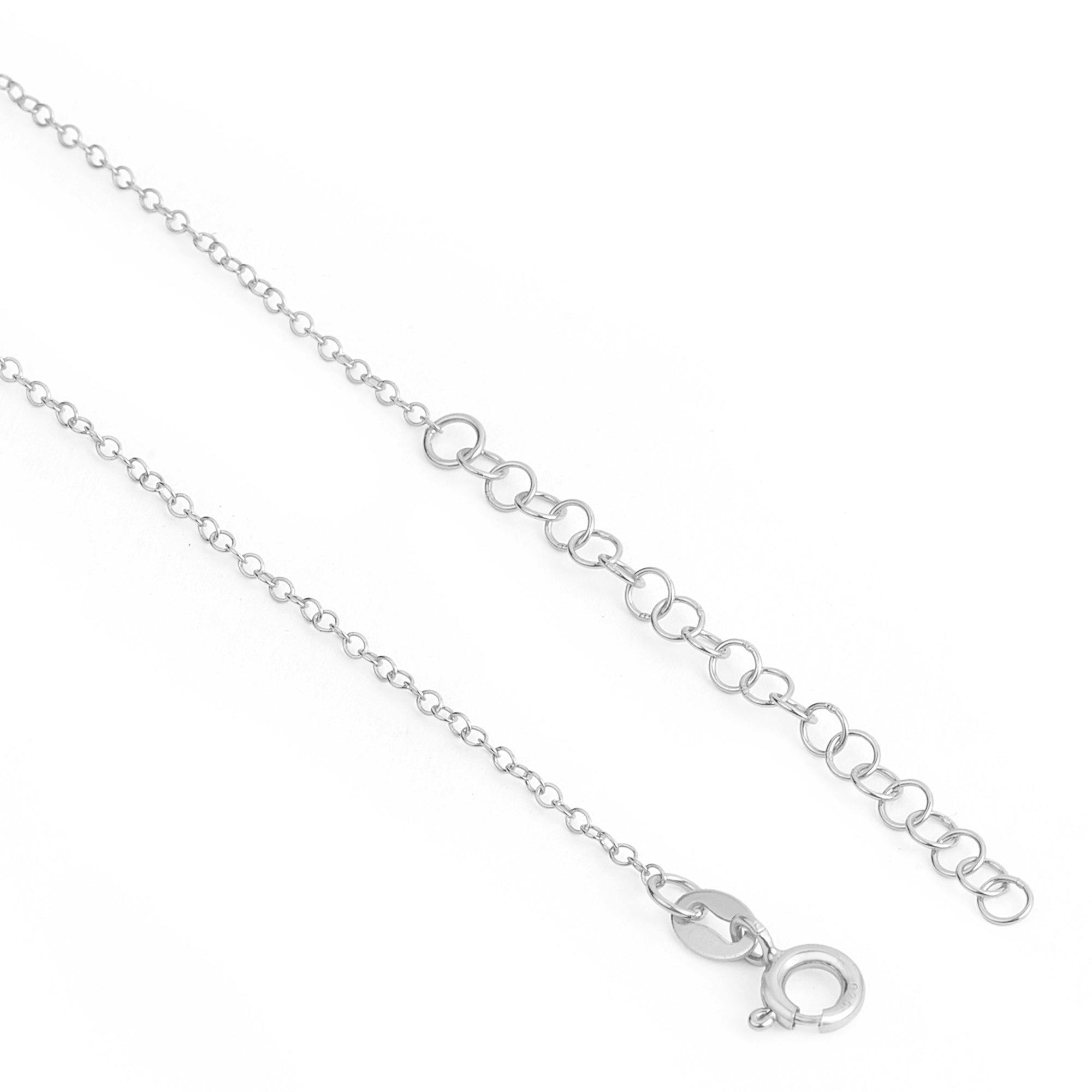 Solitaire Halo Rhodium Plated 925 Sterling Silver Charm Necklace