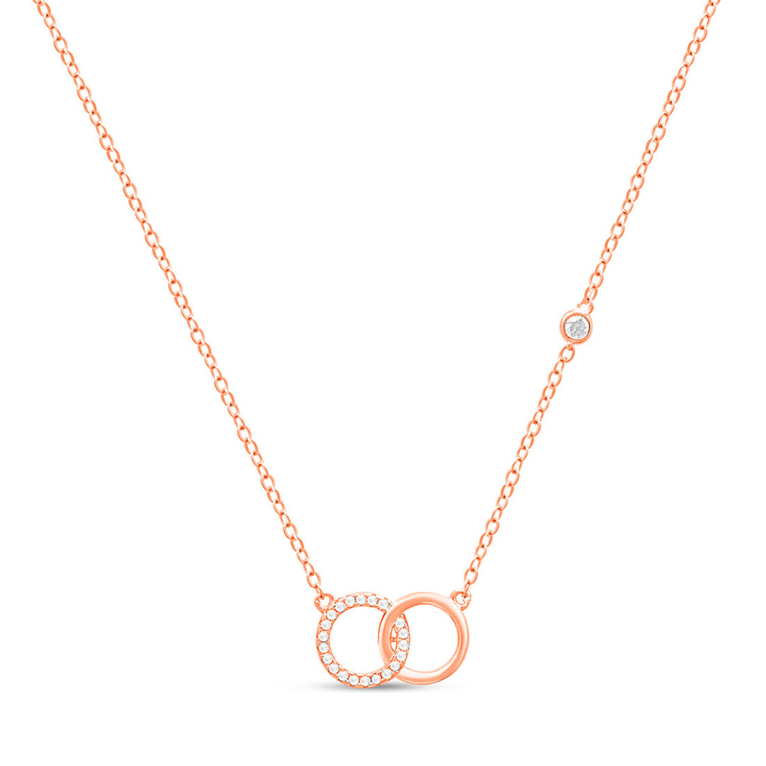 Interlinked Halo CZ Rose Gold Plated 925 Sterling Silver Pendant