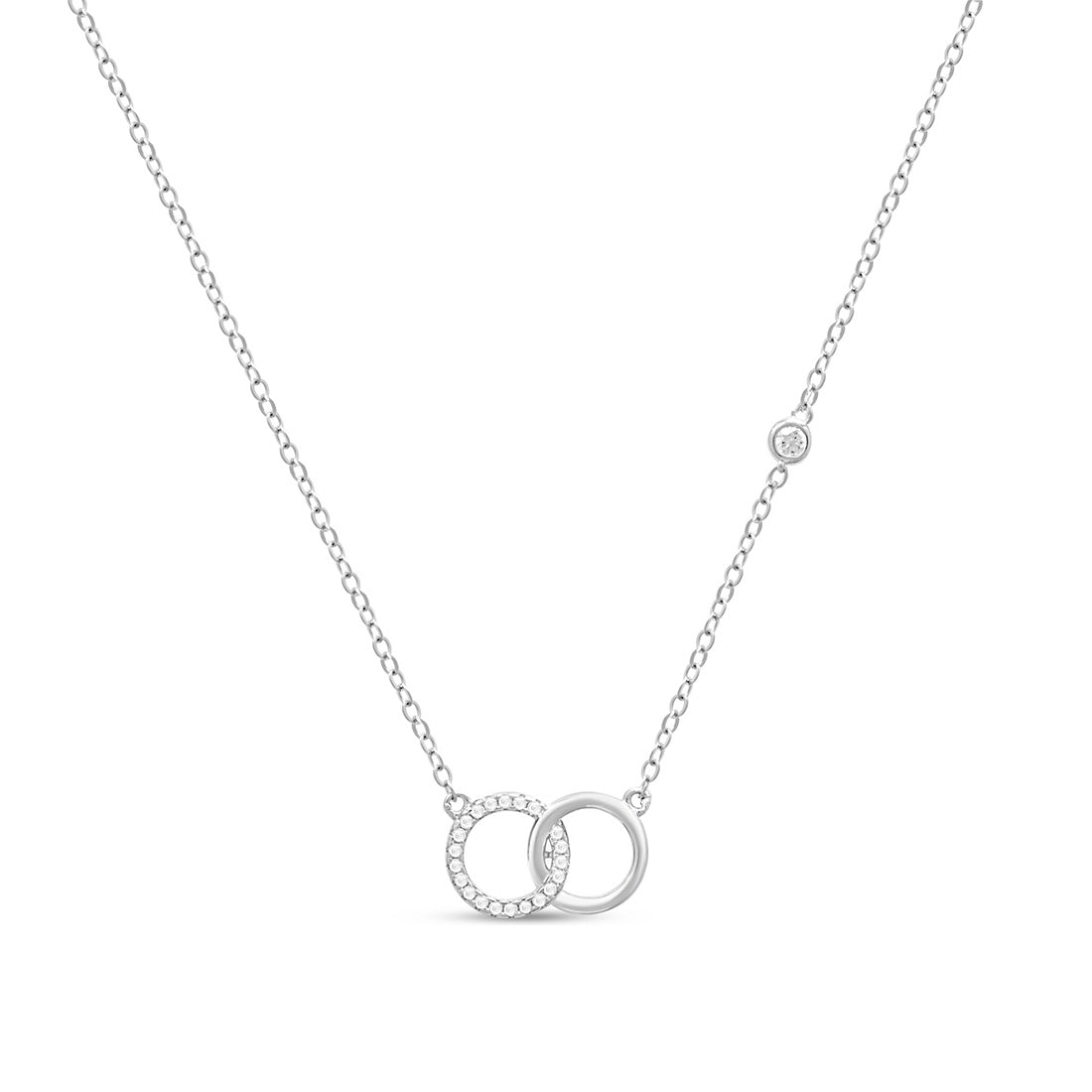 Interlinked Circle Rhodium Plated 925 Sterling Silver Necklace