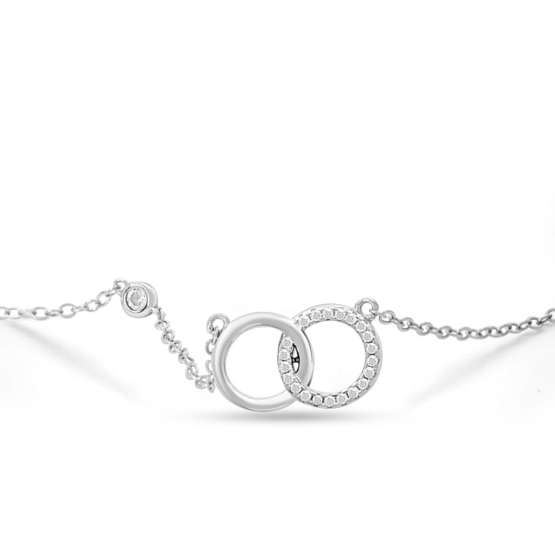 Interlinked Circle Rhodium Plated 925 Sterling Silver Necklace