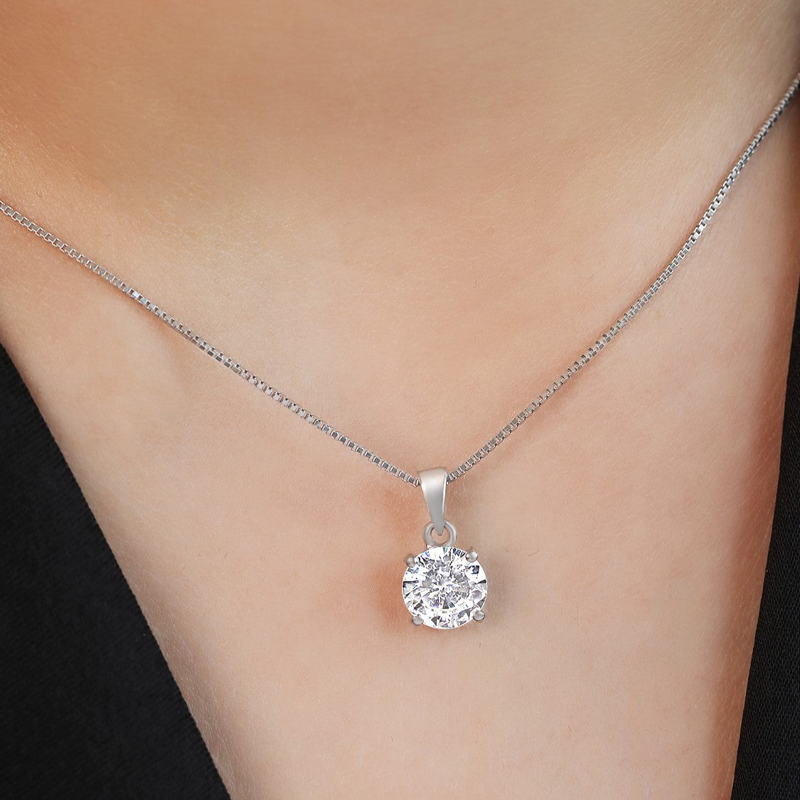 Solitaire 925 Silver Necklace Chain