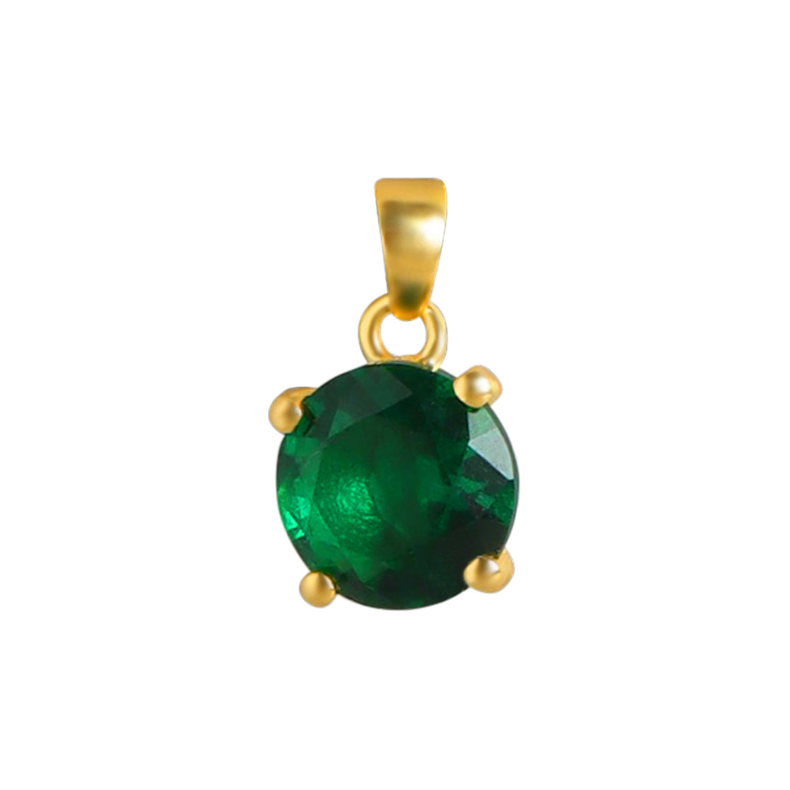 Green Solitaire Gold Solitaire Box Chain Pendant with Chain