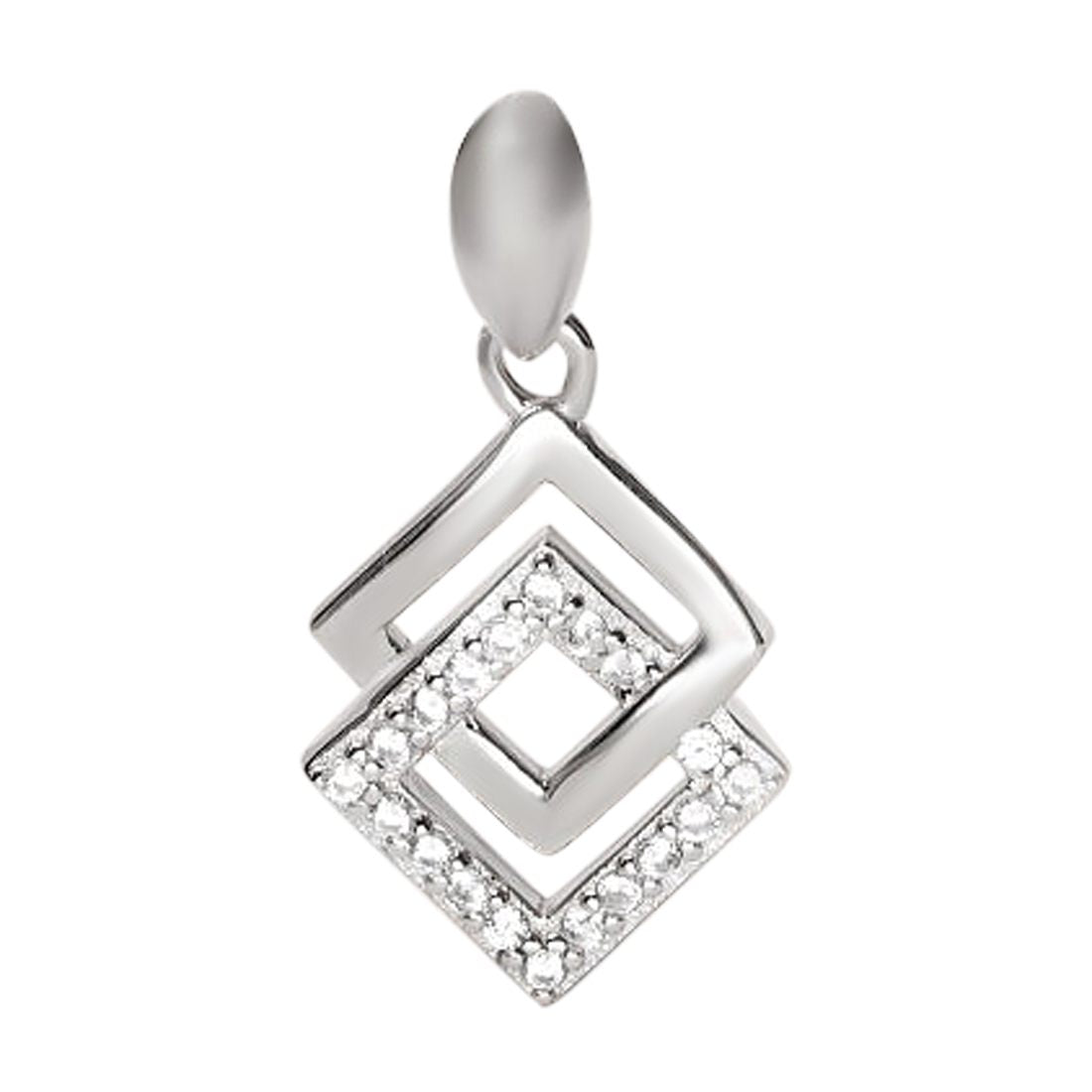 CZ Rhodium Plated Eternal Sparkle 925 Sterling Silver Pendant with Chain