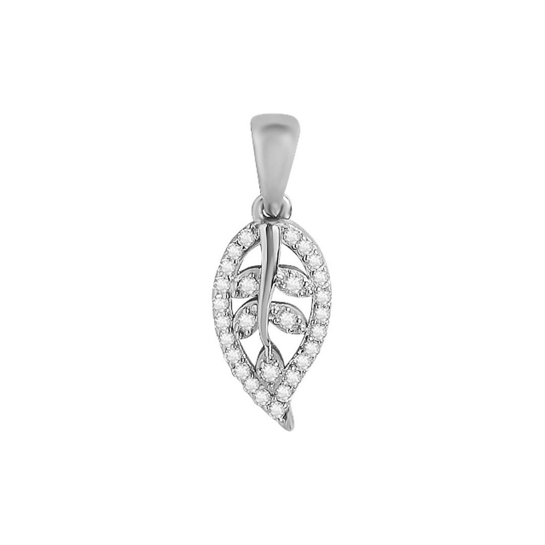 Elegant Leaf 925 Sterling Silver Rhodium Plated Pendant