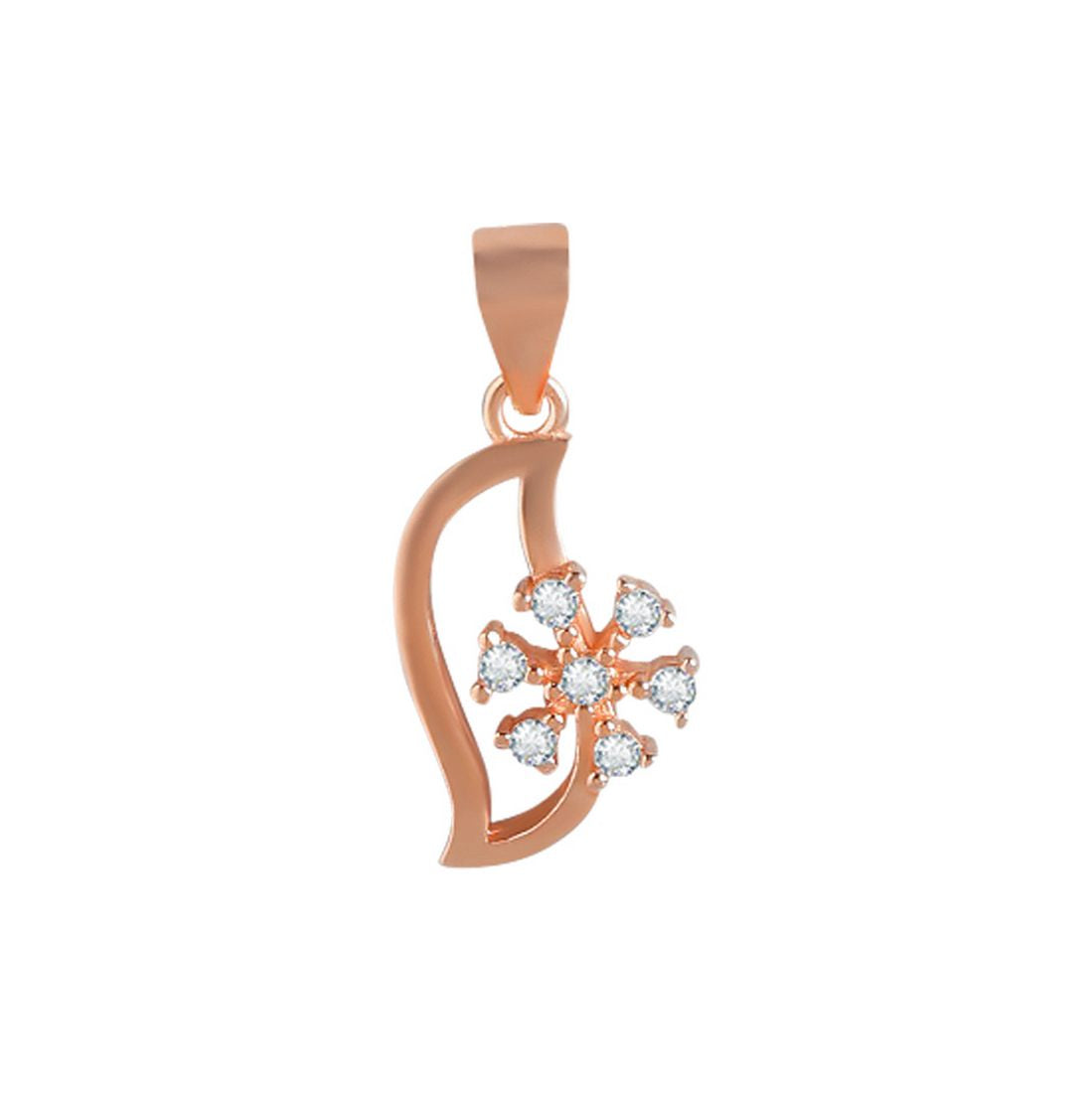 Leafy Radiance Elegance Rose Gold-Plated 925 Sterling Silver Pendant with Chain