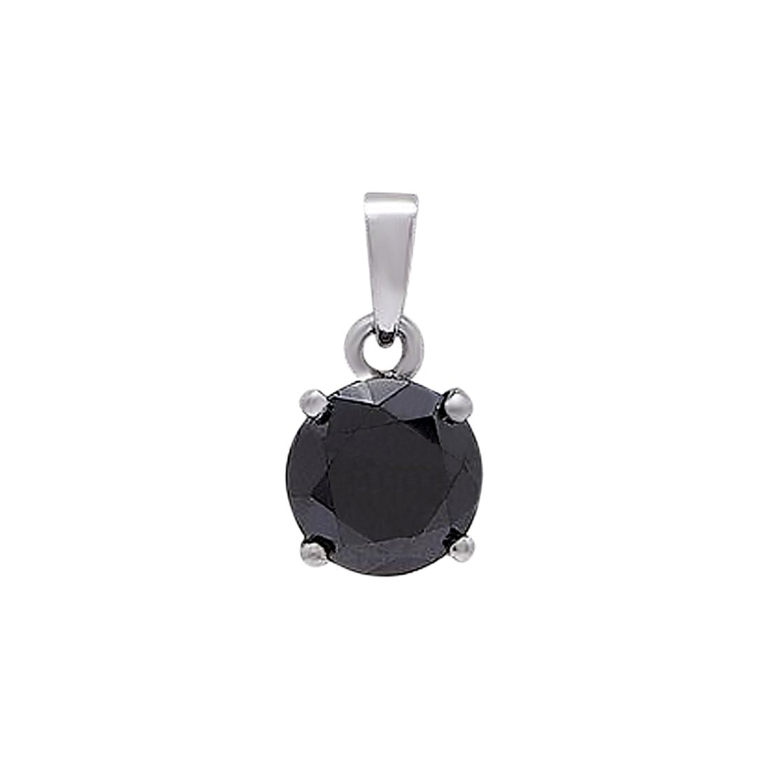 Eclipse Black CZ Elegance 925 Sterling Silver Rhodium-Plated Pending with Chain