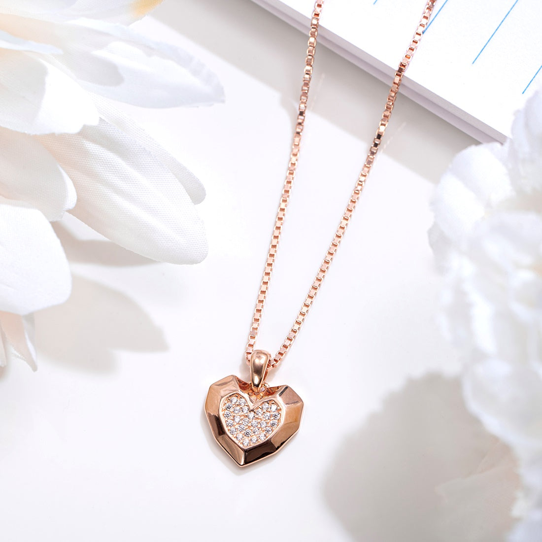 Heartfelt Elegance Rose Gold Plated 925 Sterling Silver Heart Pendant