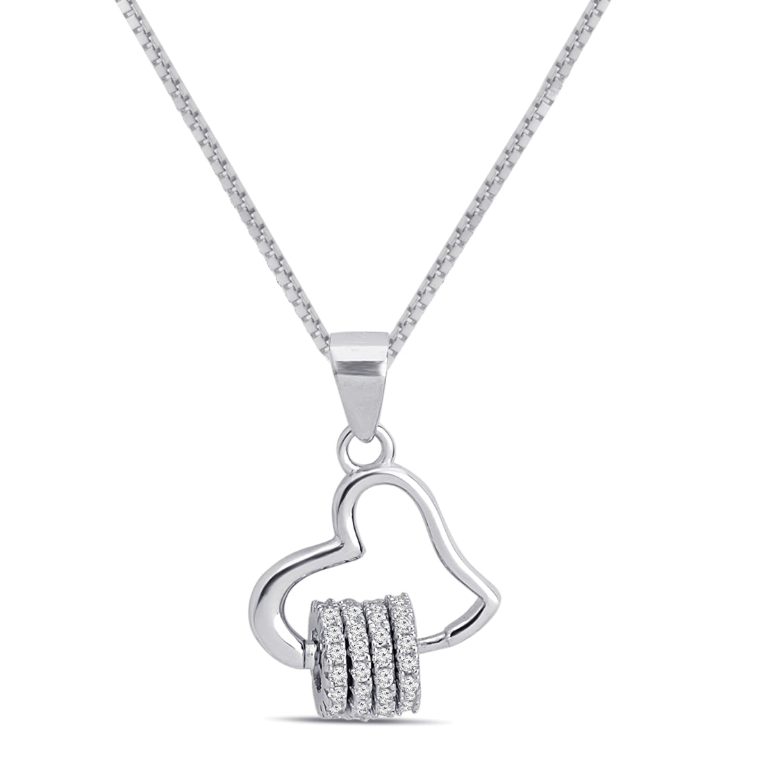 Eternal Heart Rhodium Plated 925 Sterling Silver Pendant