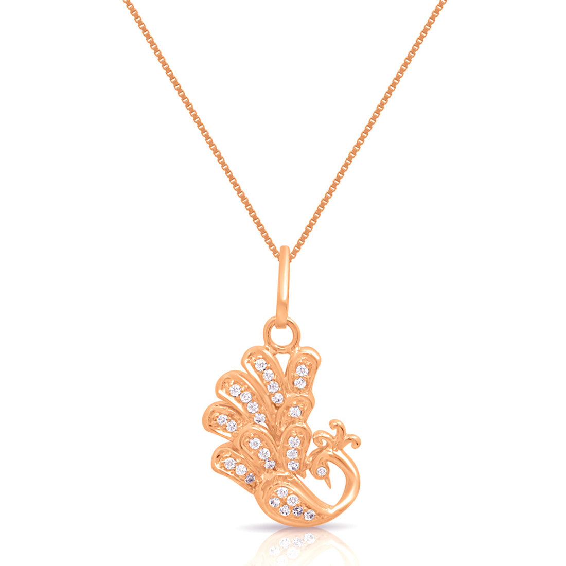 Radiant Peacock Rose Gold-Plated 925 Sterling Silver Pendant