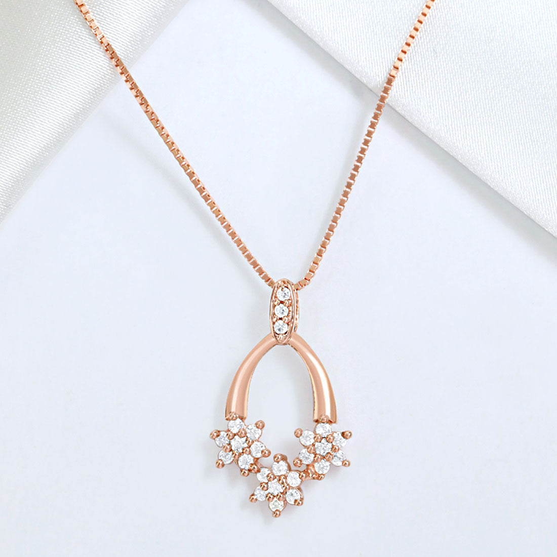 Filigree Floral Rose Gold Plated 925 Sterling Silver Pendant