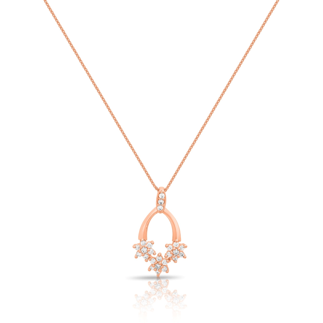 Filigree Floral Rose Gold Plated 925 Sterling Silver Pendant