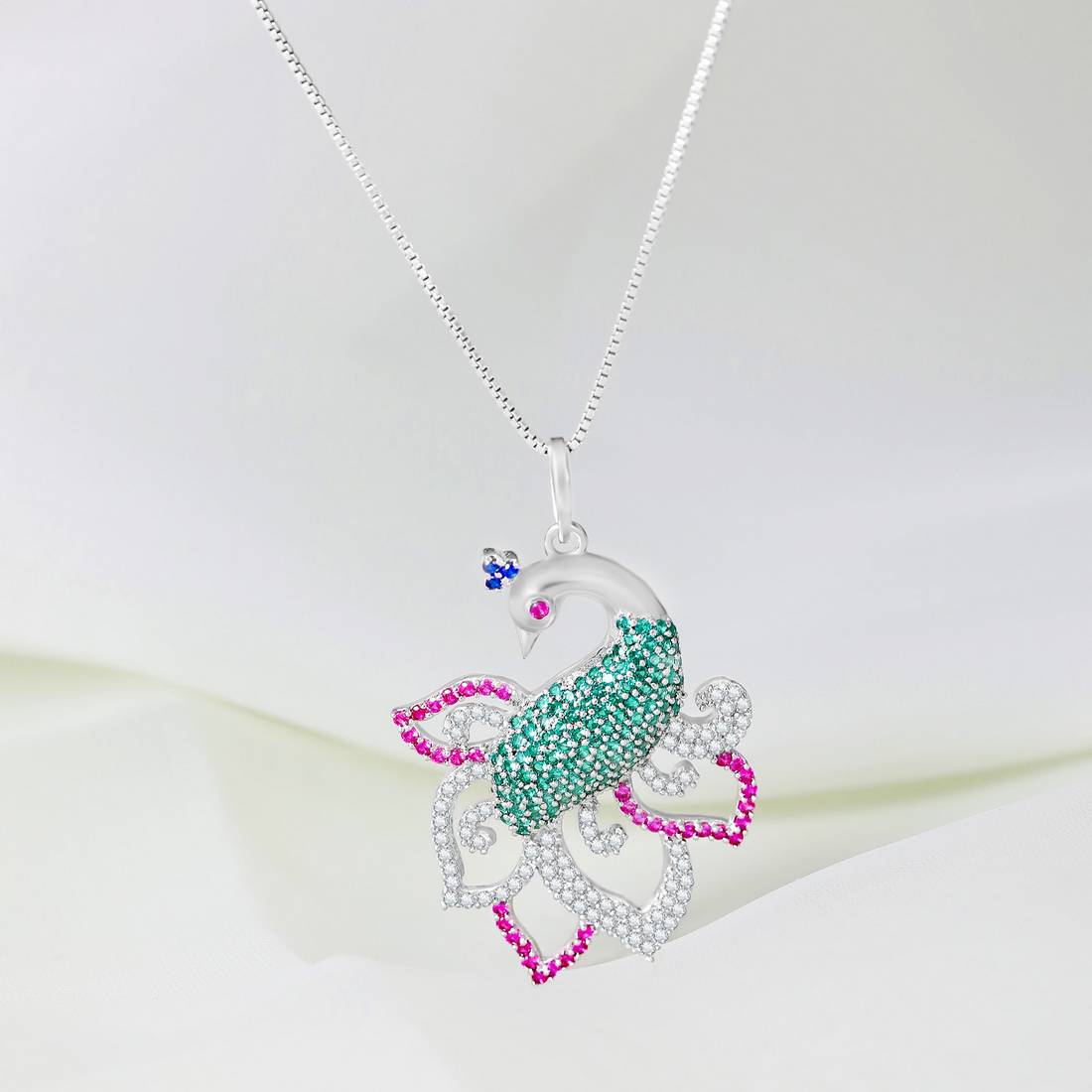 Exquisite Zavya 925 Silver Pendant with Peacock style