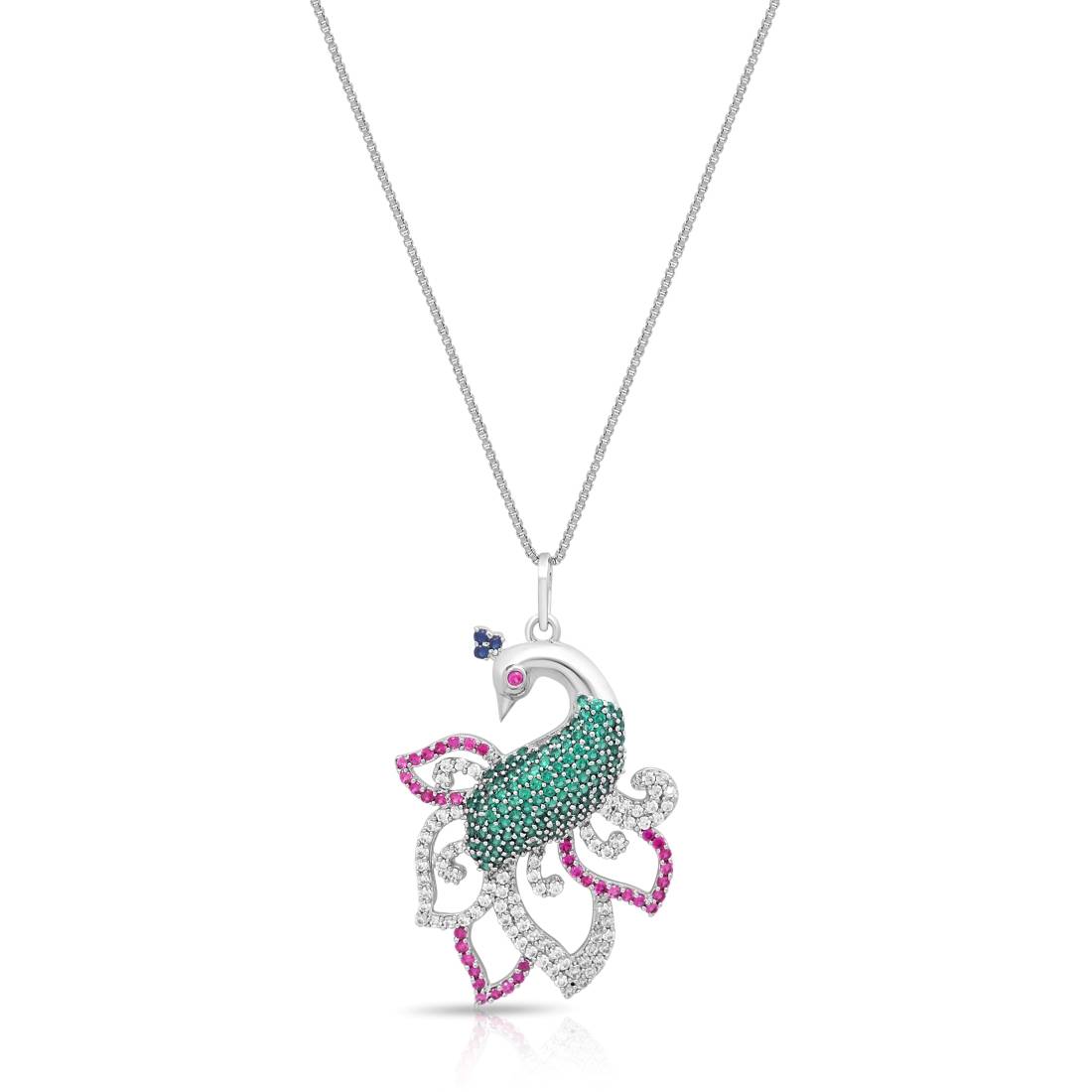 Exquisite Zavya 925 Silver Pendant with Peacock style