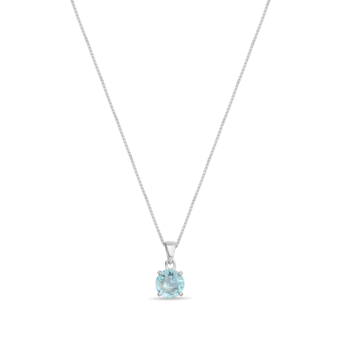 Serene Aquamarine Rhodium-Plated 925 Sterling Silver Pendant