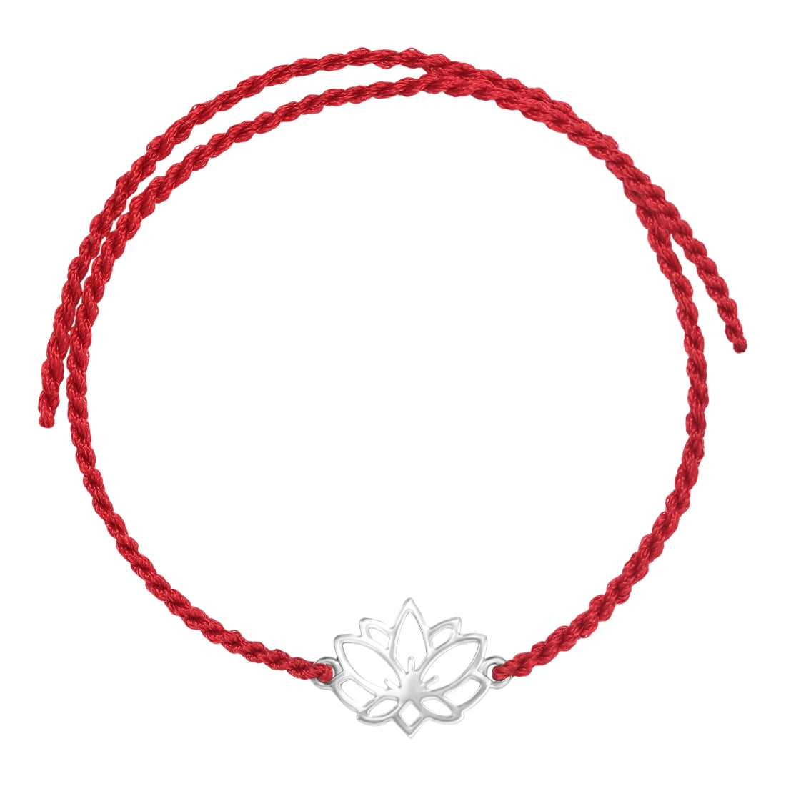 Lotus Blossom Rhodium-Plated Sterling Silver Thread Rakhi For Him