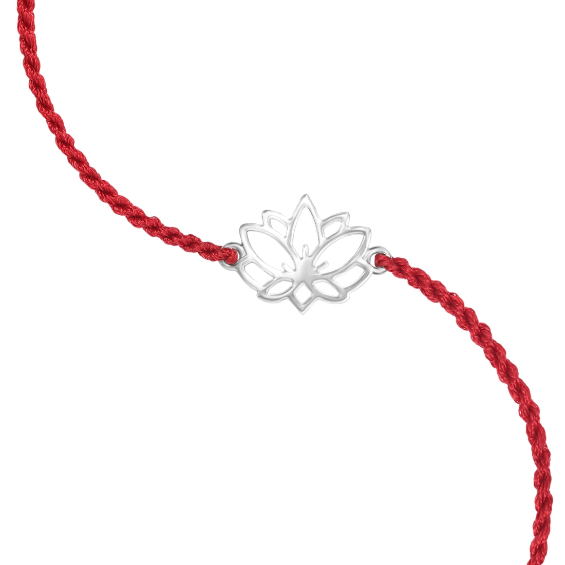 Lotus Blossom Rhodium-Plated Sterling Silver Thread Rakhi For Him