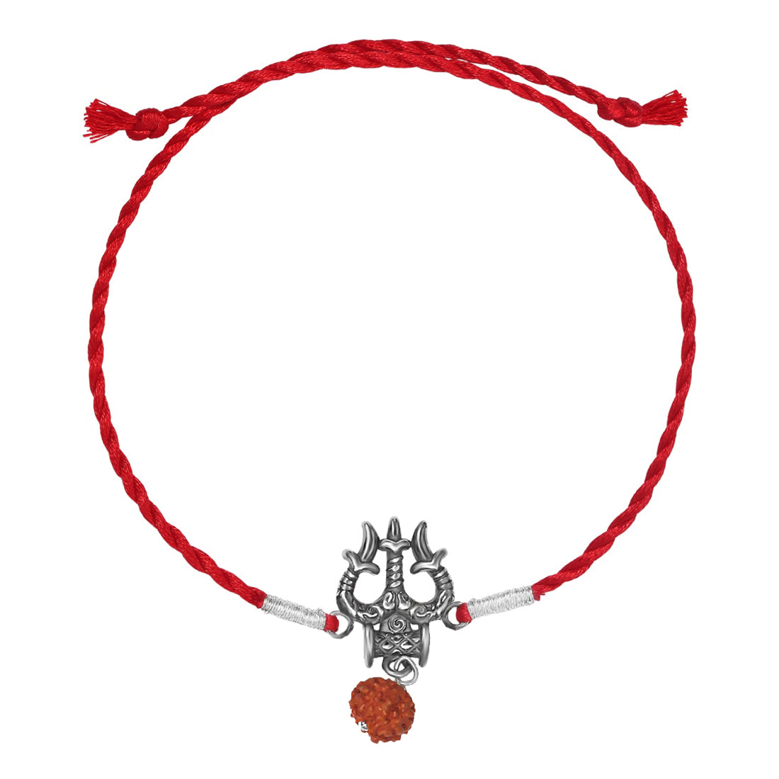 Shiva's Blessing With Rudraksh Rhodium-Plated Sterling Silver Thread Rakhi For Him