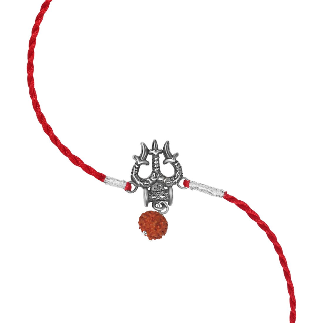 Shiva's Blessing With Rudraksh Rhodium-Plated Sterling Silver Thread Rakhi For Him