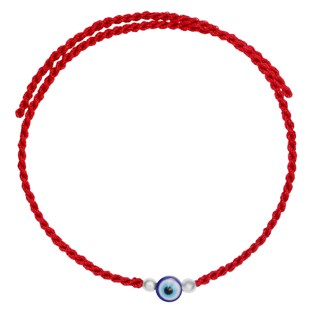 Protective Evil Eye With White Stone Rhodium-Plated Sterling Silver Thread Rakhi For Him