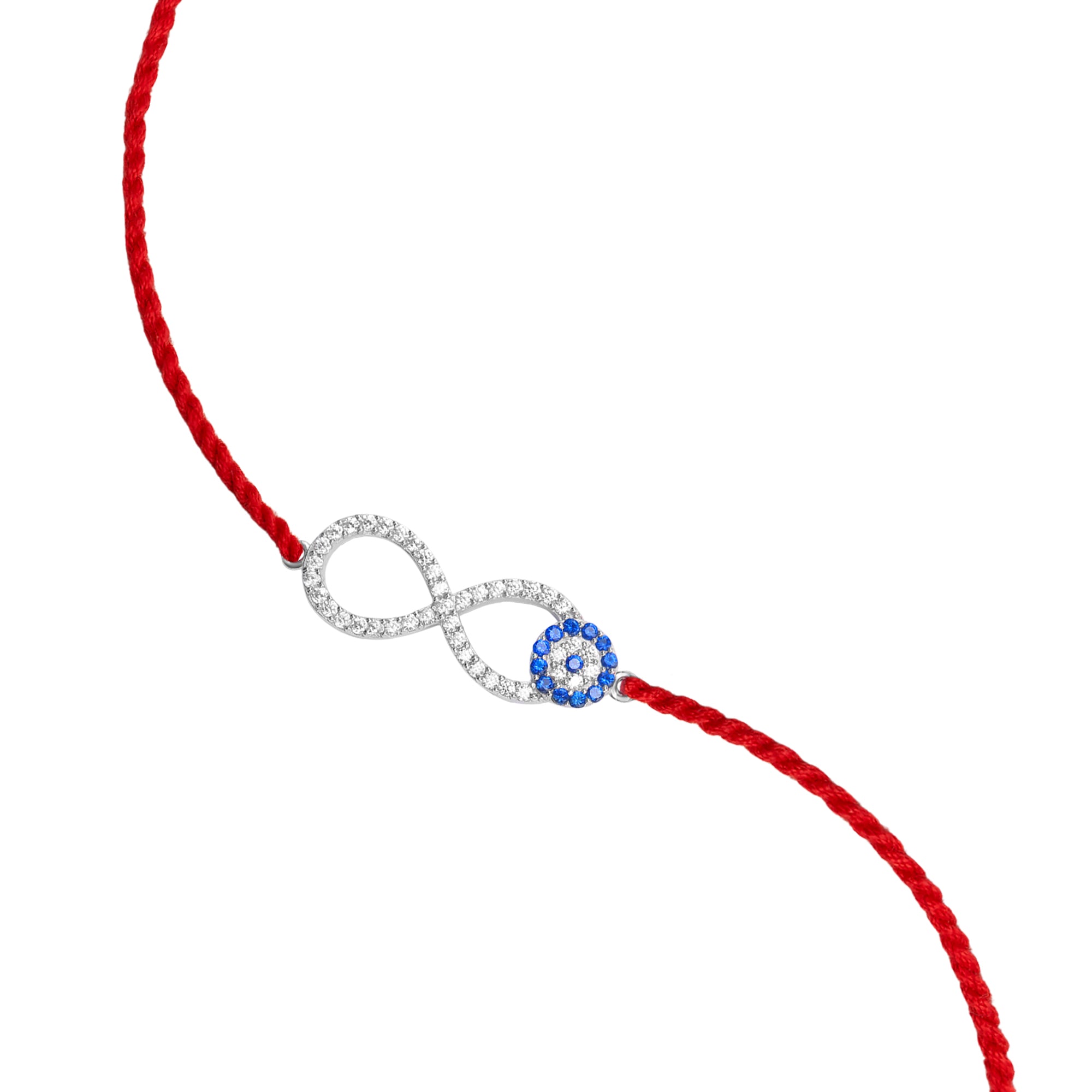 Infinity Evil Eye Radiance CZ Rhodium-Plated Sterling Silver Thread Rakhi