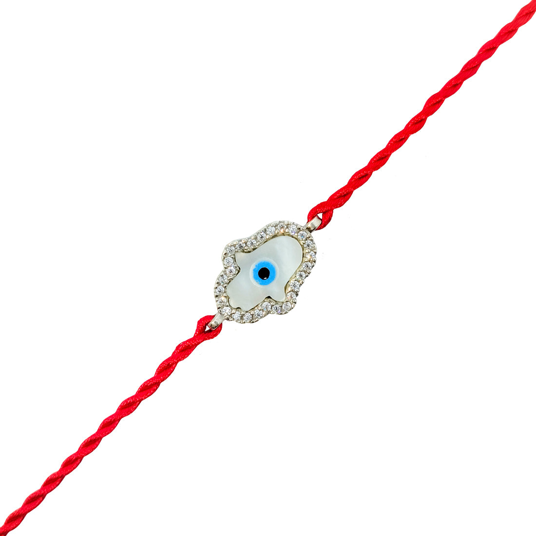 Charm Of Protection With CZ Rhodium-Plated Sterling Silver Thread Rakhi For Him